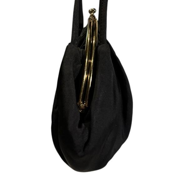 1950's Vintage formal Black Bag with kiss claps attached inside coin purse - Picture 6 of 9